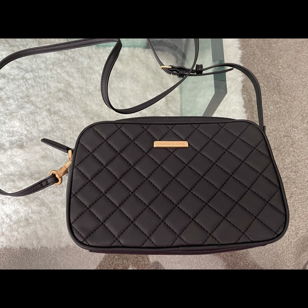 Black leather crossbody bag